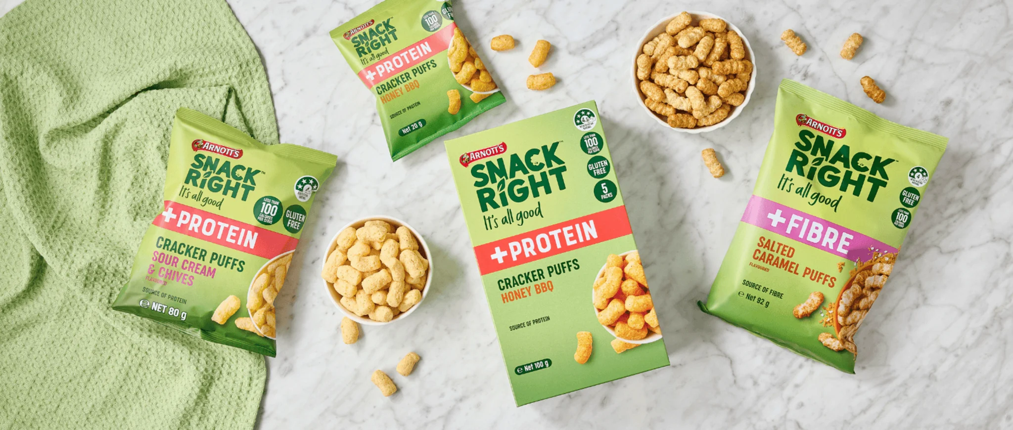 Website banner image for the Arnott's snack right range