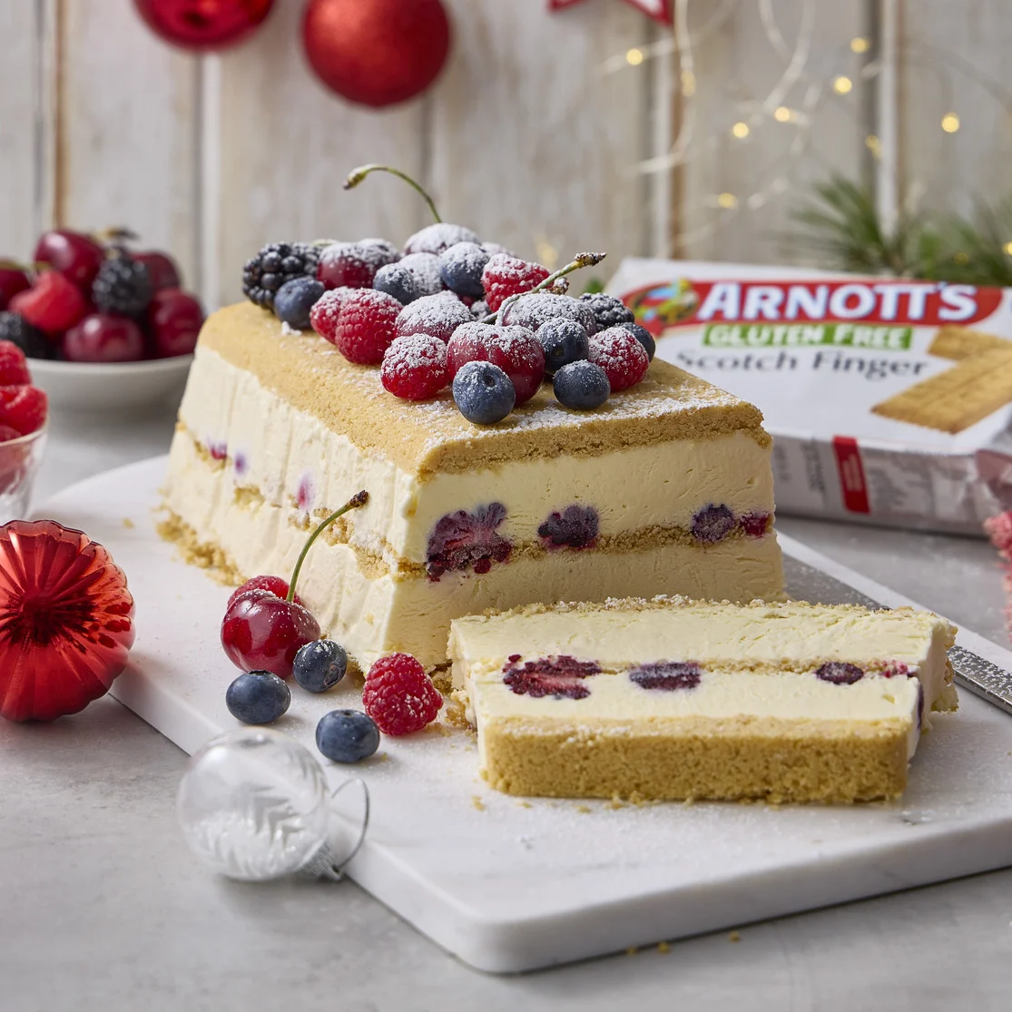 Hero Image Recipe Arnott’s Scotch Finger & Berry Ice Cream Cake  