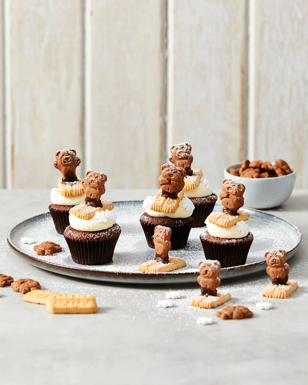 Hero Image Recipe Arnott’s Chocolate Snowboarding Tiny Teddy Cupcakes 