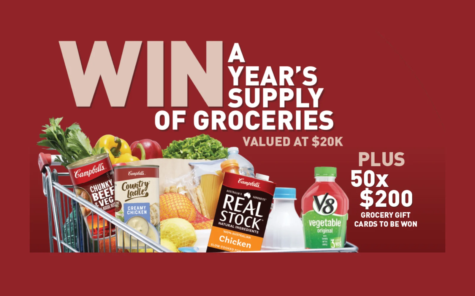 Go in the draw for a chance to win a year's supply of groceries