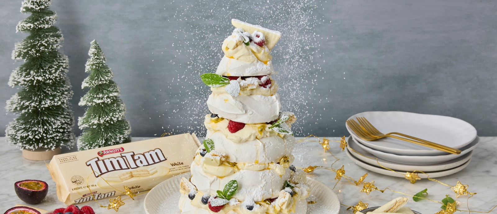 Indulge in a heavenly Tim Tam White Pavlova