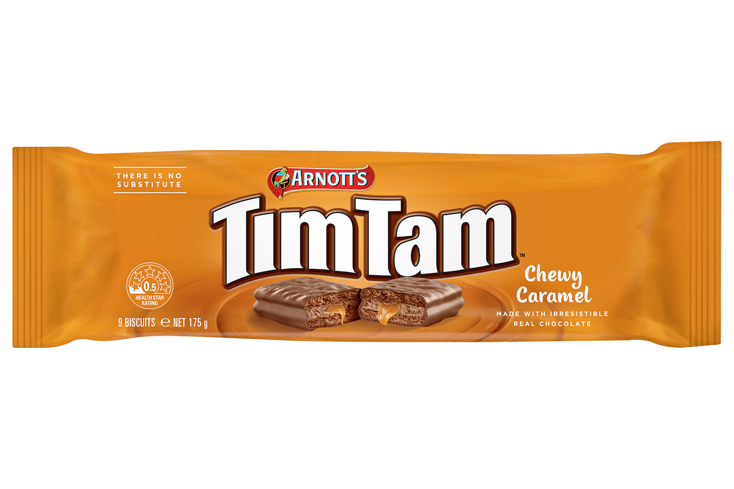 Pack Shot for Arnott's Chewy Caramel Tim Tams