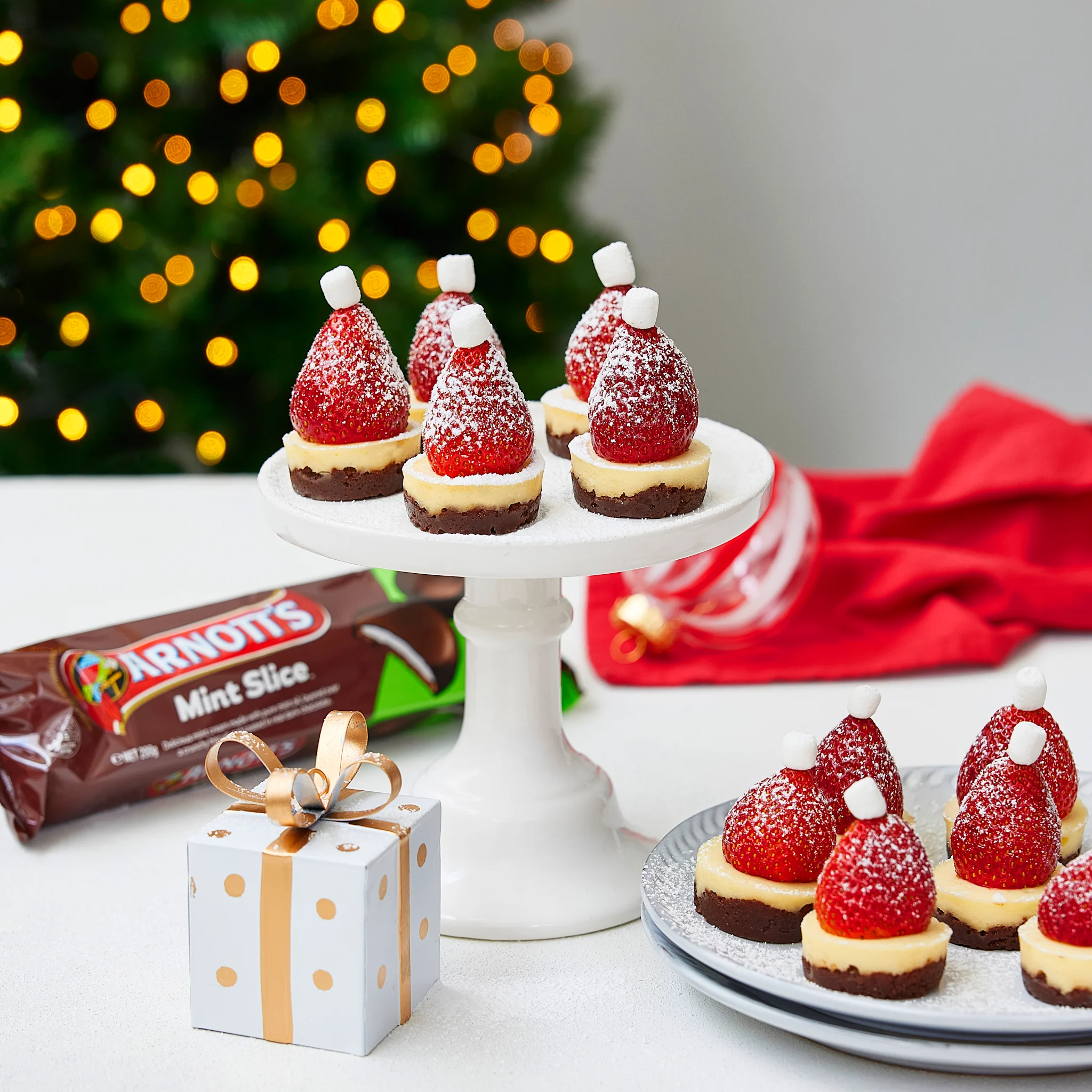 Mint Slice Cheesecake Santa Hats - Display