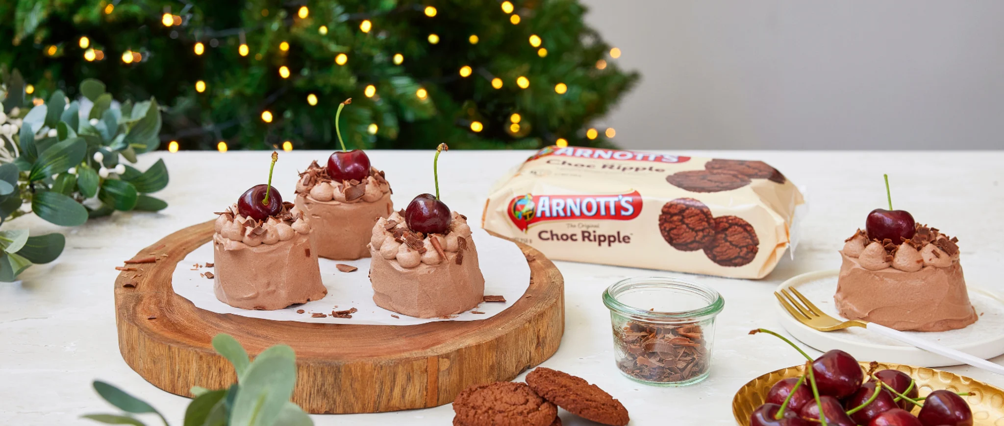 Hero Image Recipe Arnott's Choc Ripple Mini Cherry Cakes