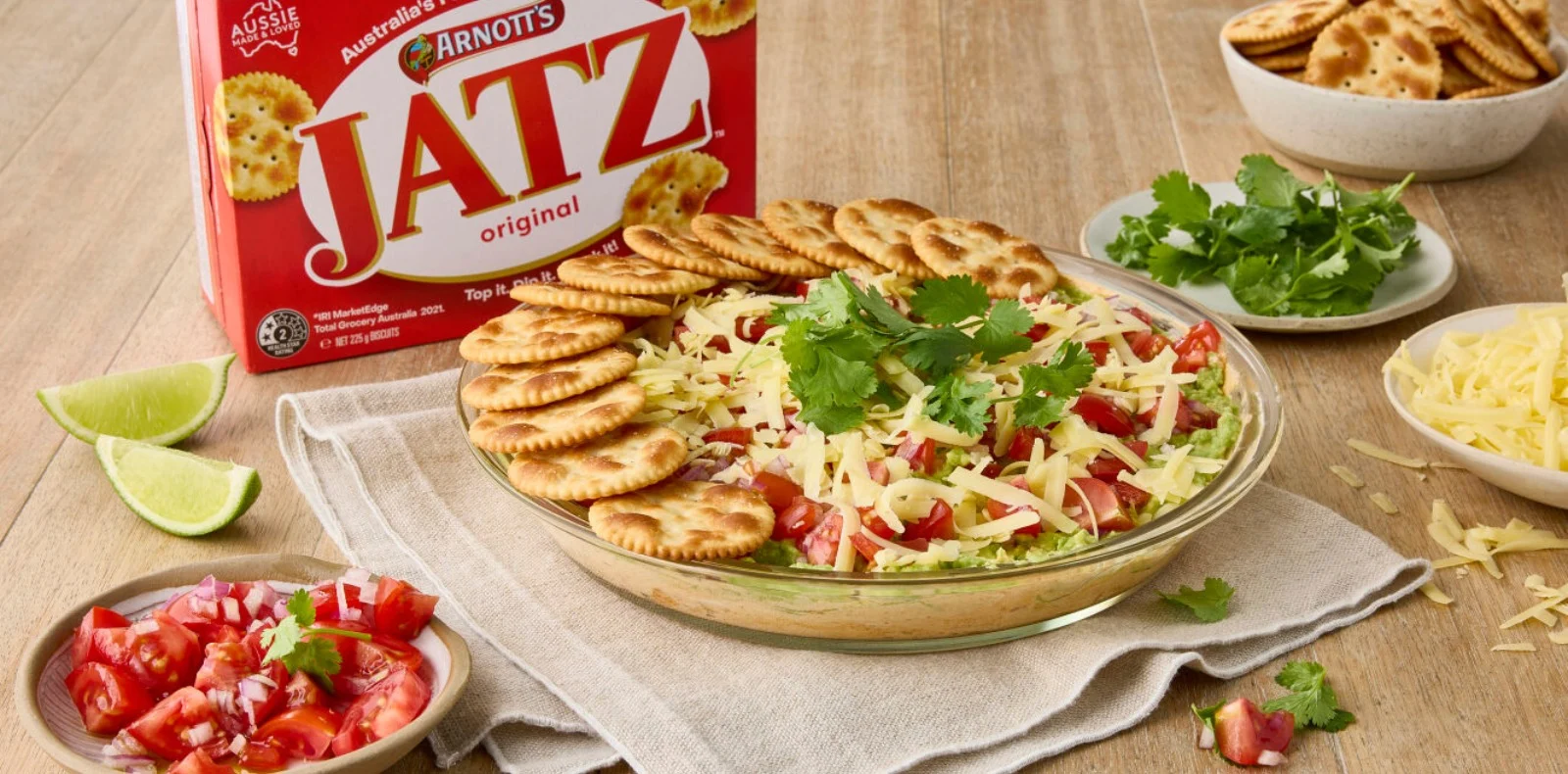 Hero Image Recipe Mexican Dip Served with Jatz Crackers 