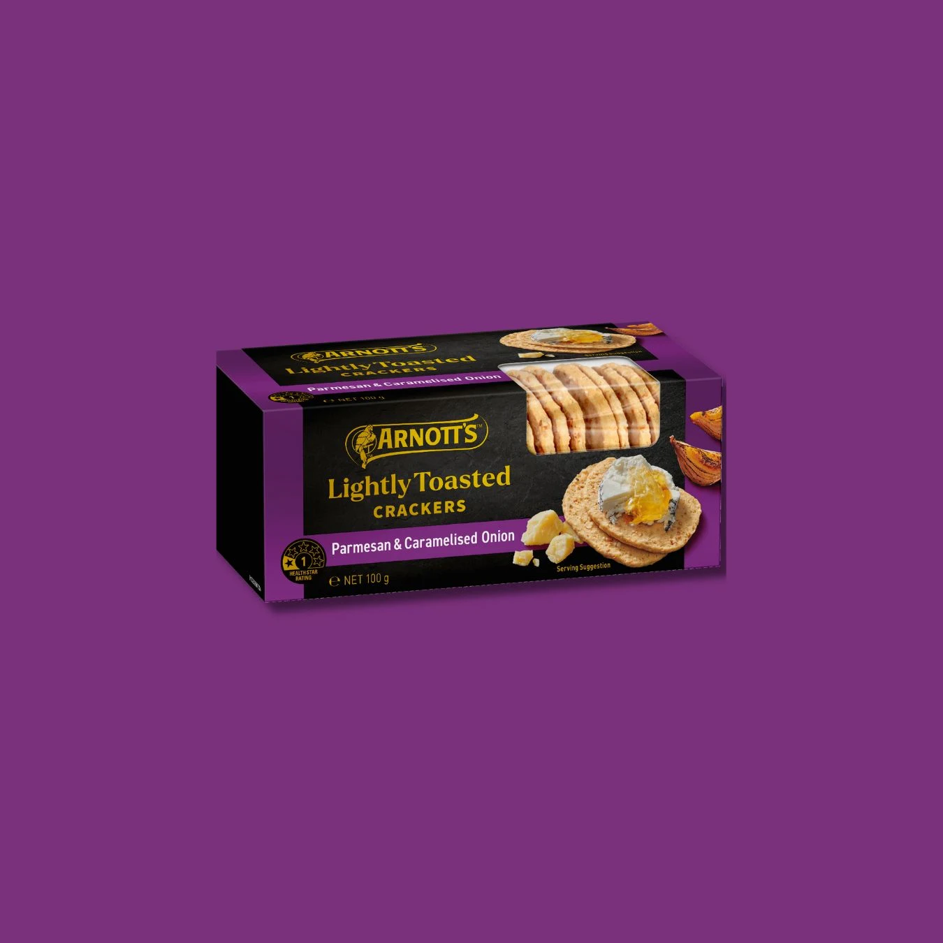 Lightly Toasted Crackers Parmesan & Caramelised Onion