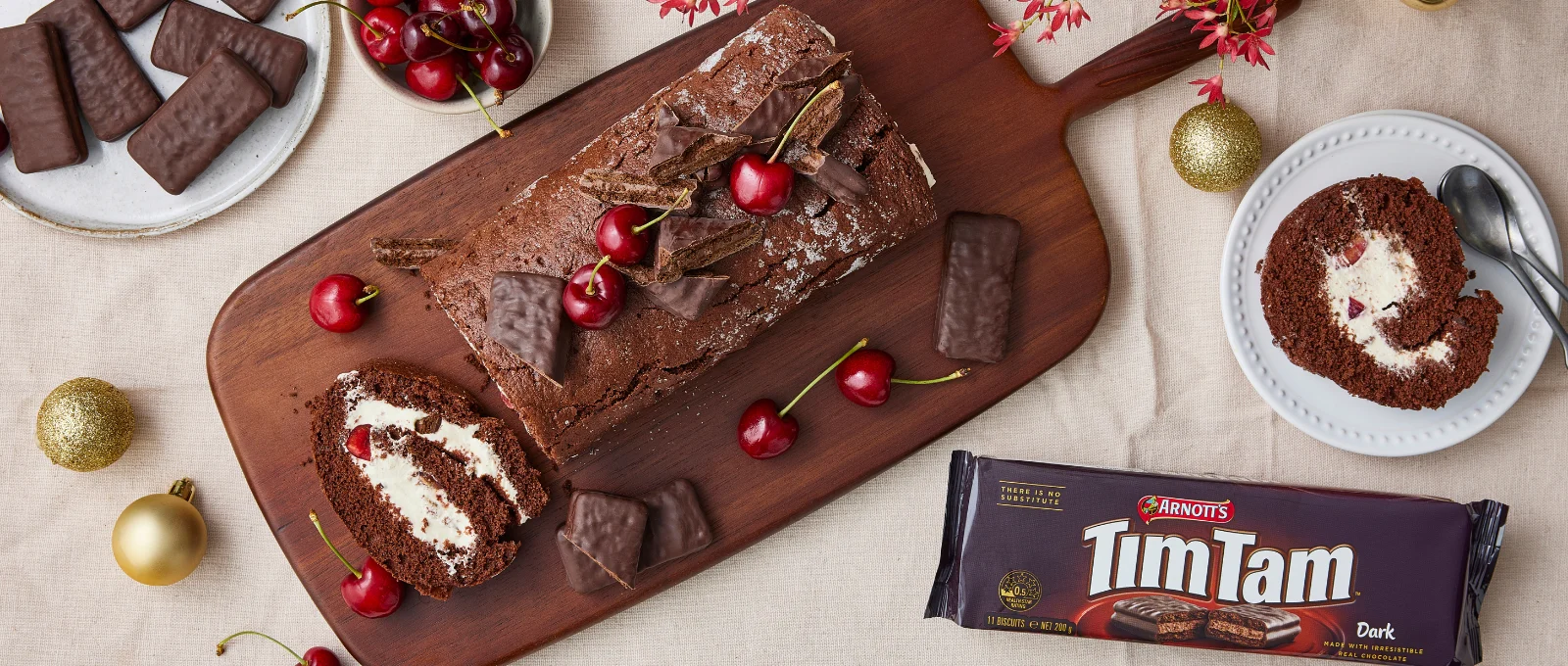 Hero Image Recipe Dark Tim Tam Chocolate Cherry Roulade