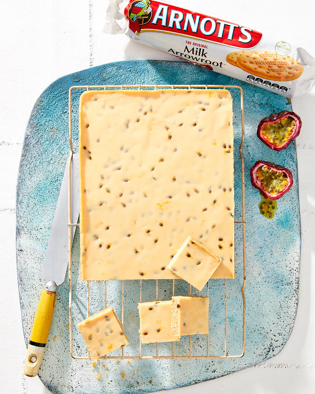 Hero Image Recipe Milk Arrowroot and Passionfruit Slice 