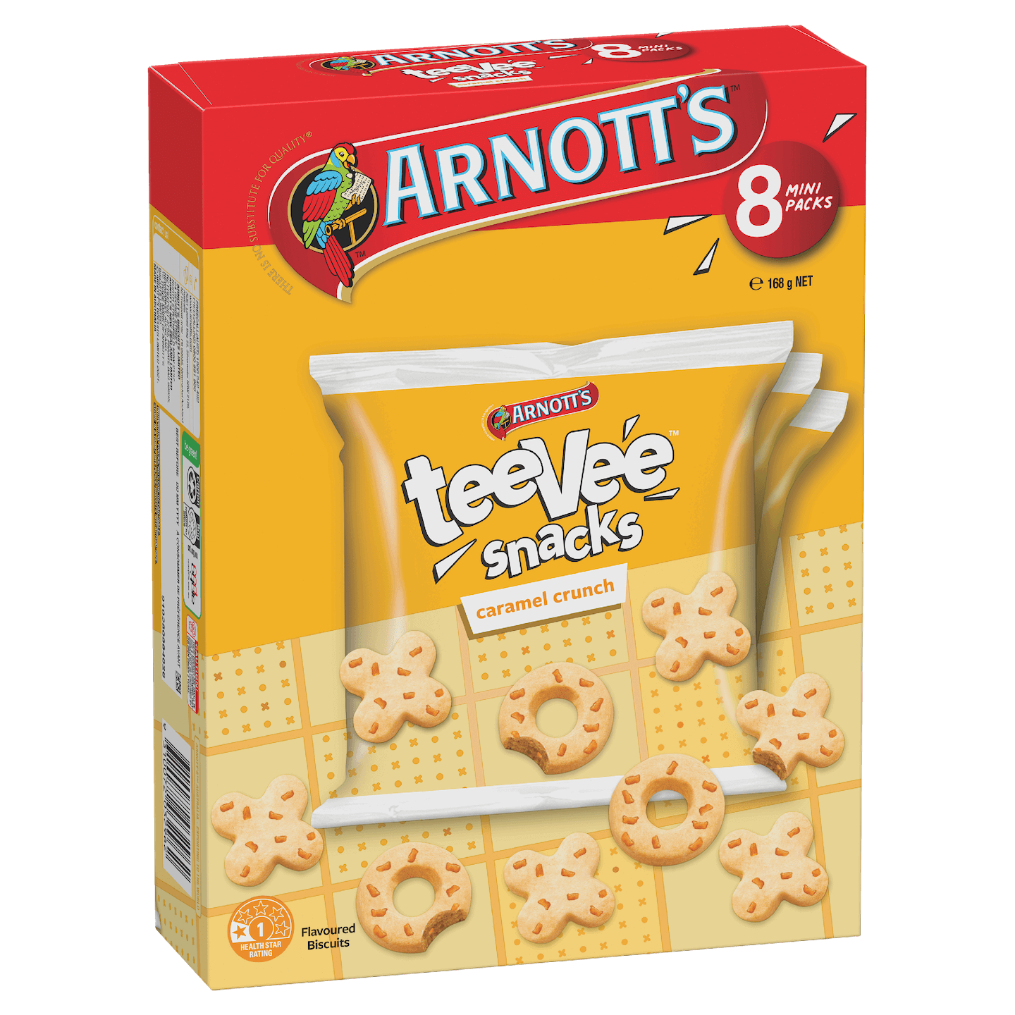Pack shot of Arnott's teeVee Snacks Caramel Crunch