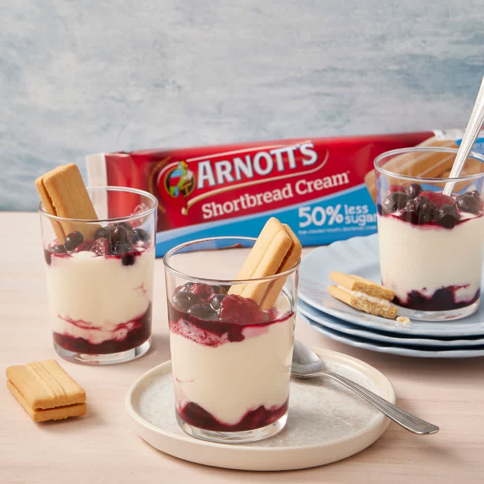 Image of Arnott's Reduced Sugar Shortbread Cream Mixed Berry Parfair
