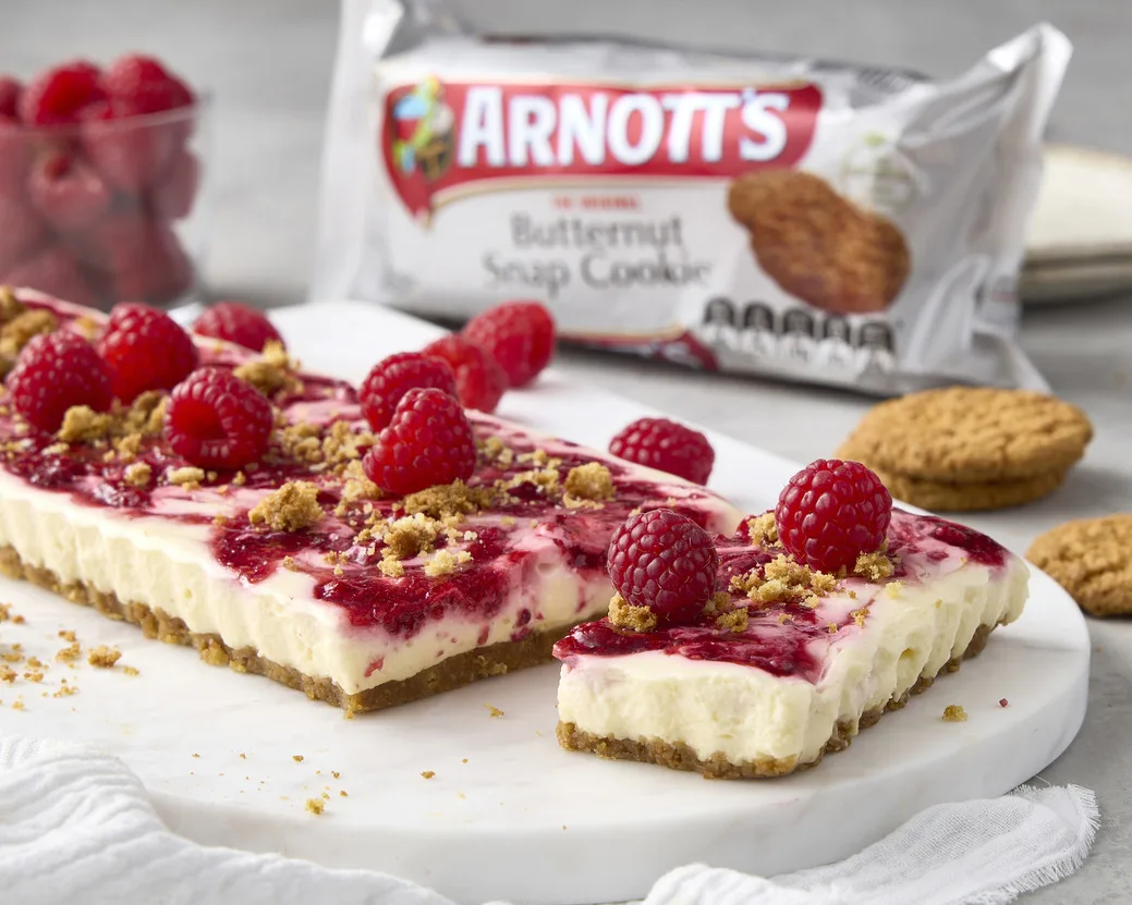 Hero Image Recipe Arnott’s Butternut Snap Raspberry Cheesecake Tart