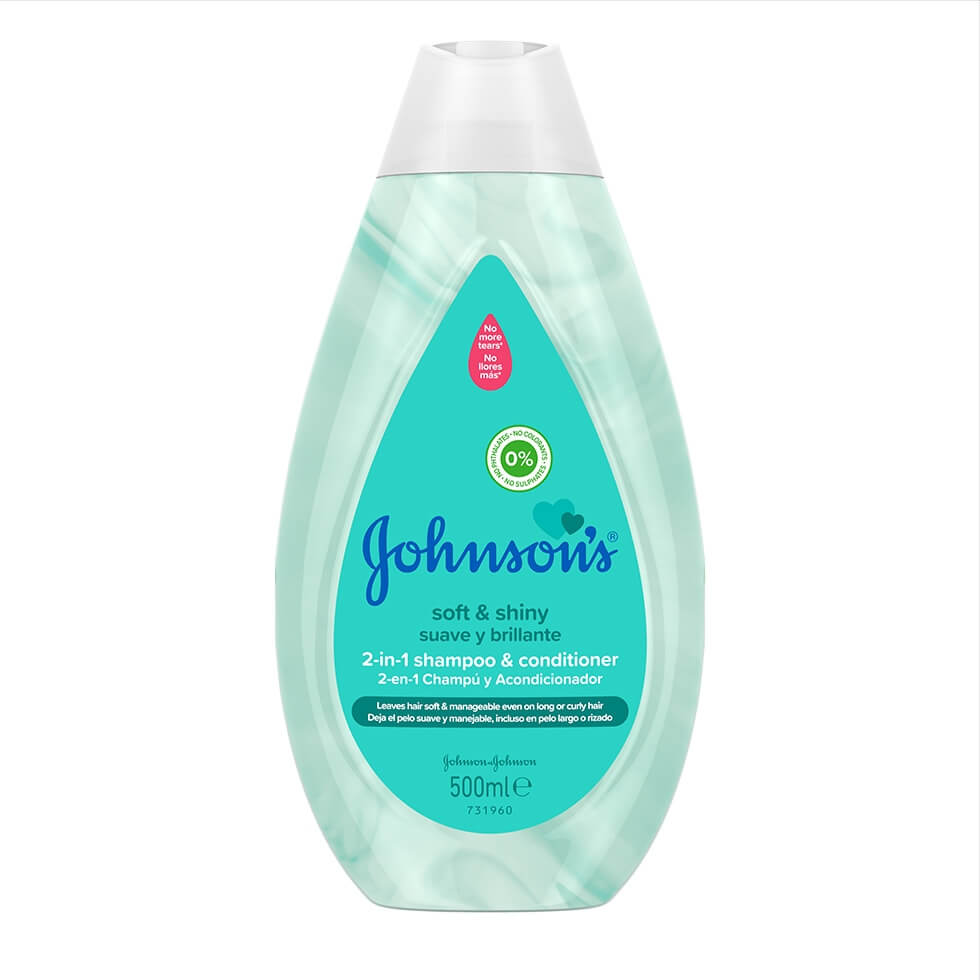 JOHNSON’S® Suave e Brilhante Champô e Condicionador 2 em 1 