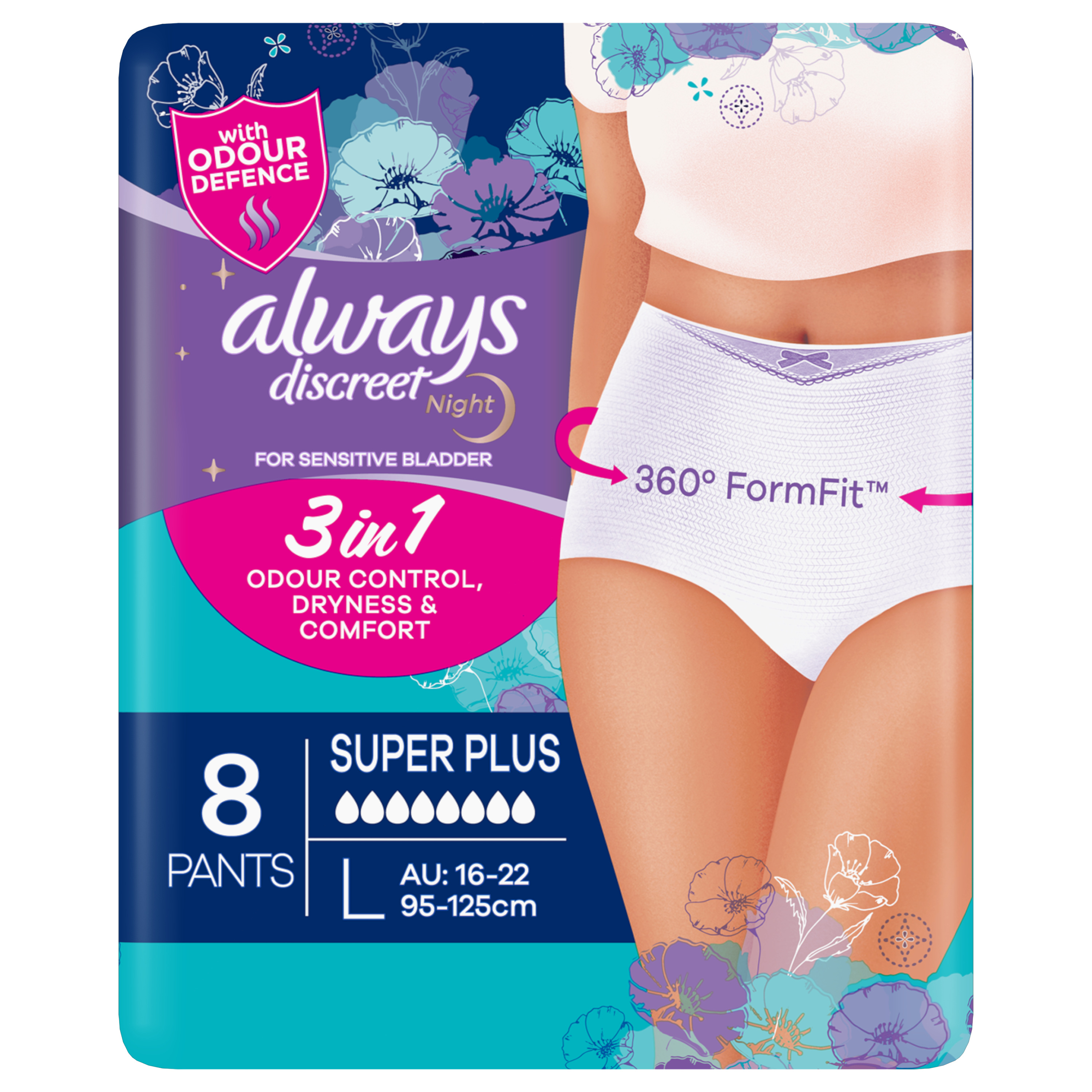 Always Discreet Incontinence Underwear, Large, Maximum Absorbency