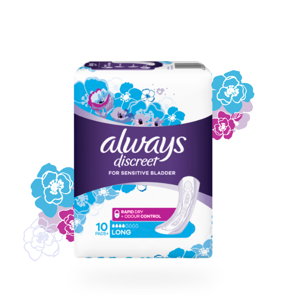 Always Discreet incontinence pads in size long plus old