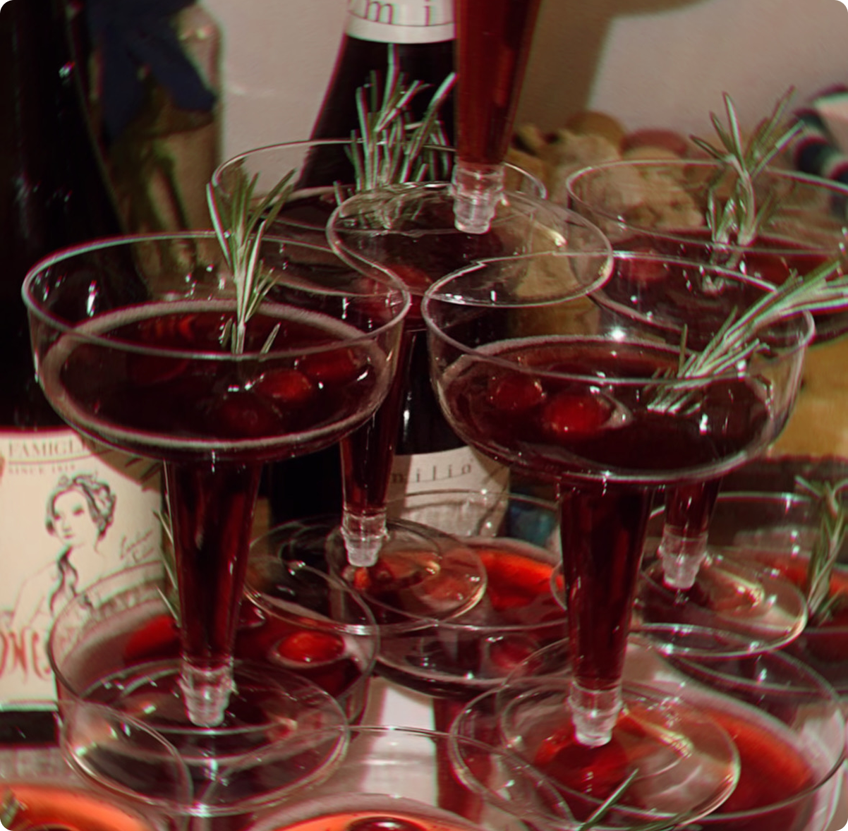 burgundy coloured drinks