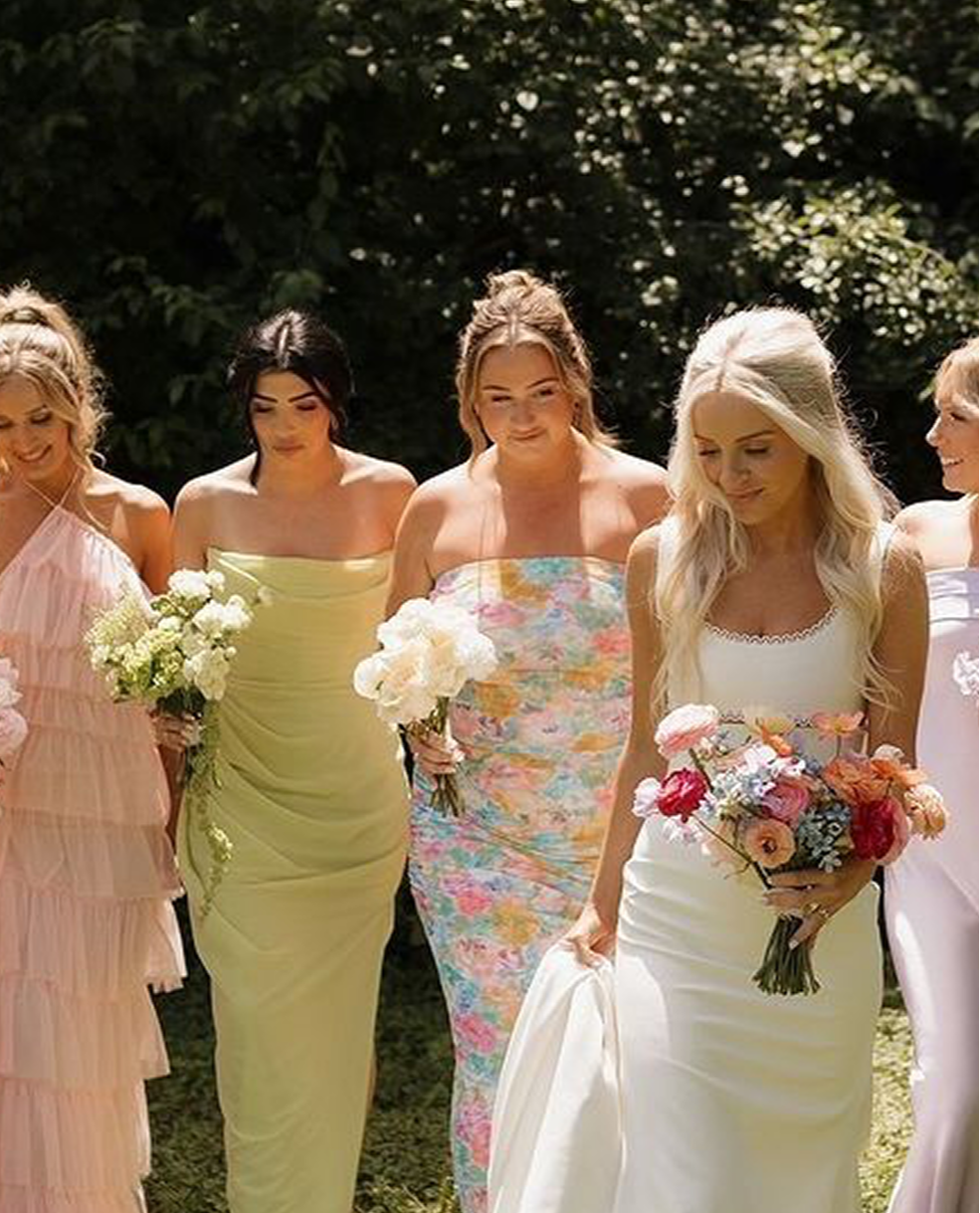 bridesmaids and bride