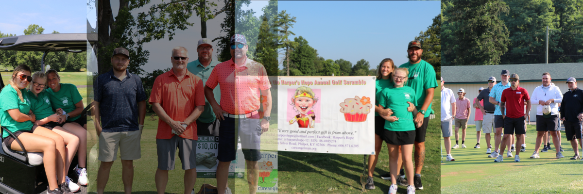 Four photos of the Harper's Hope Golf Tournament 