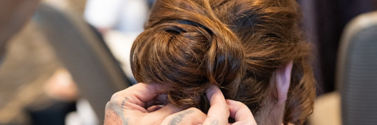 Close up of hairstyle at FAST Gala