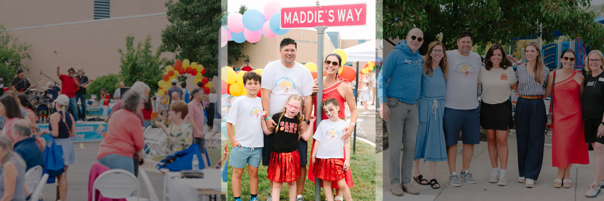 Collage of 3 photos from Maddie's Mission Block Party