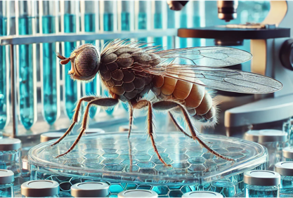 AI generated photo of a fly in a lab