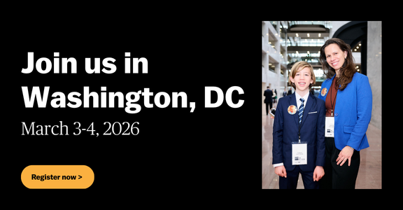 Join us in Washington, DC March 3-4, 2026 with an image of a woman and her son in Washington, DC.