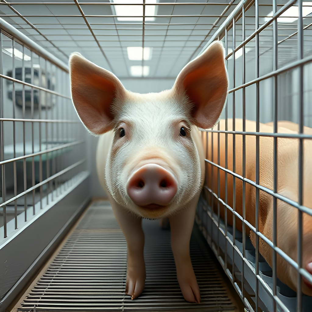 AI Generated image of a pig in a lab.