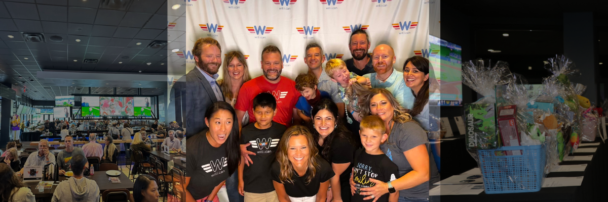 Group photo with two photos from the event 