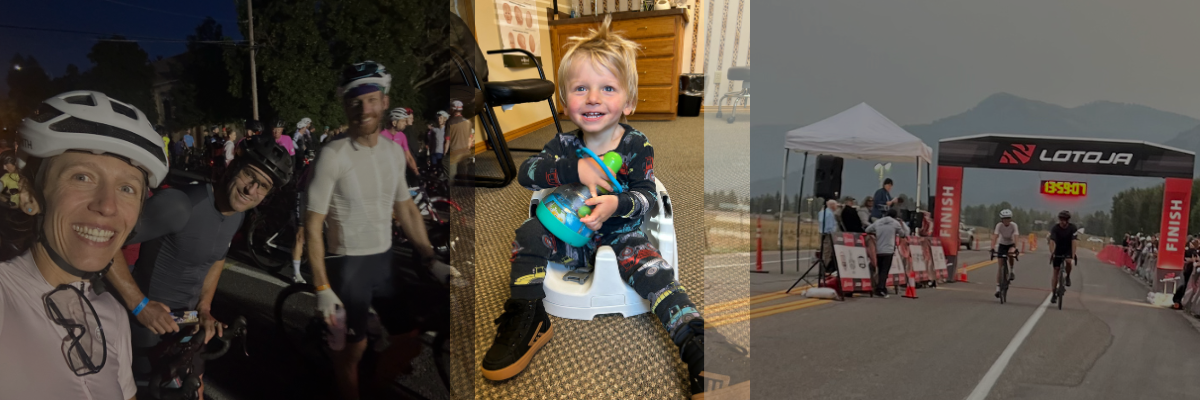 Collage of 3 images for the Jack Pack bike ride for a cause