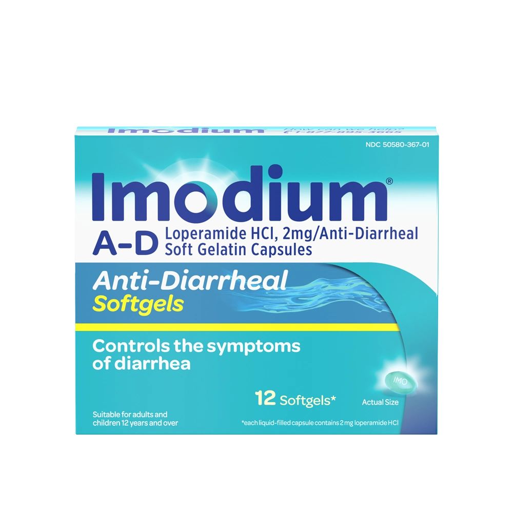 IMODIUM® A-D Anti-Diarrheal Softgels 12 count package front