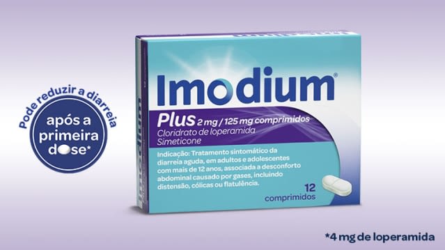 Os comprimidos de IMODIUM® Duoeffect não só param a diarreia como também aliviam as cólicas dolorosas, a distensão abdominal e os gases.