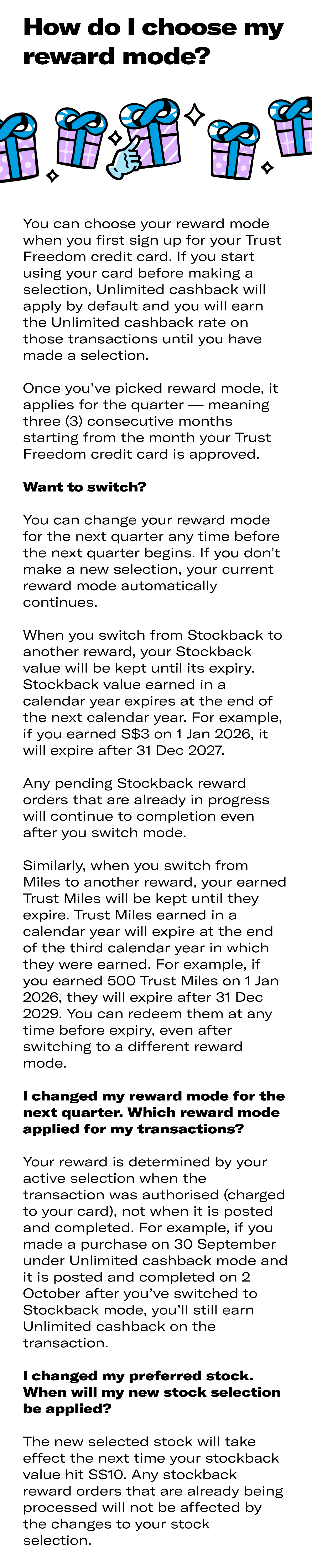 How do I choose my reward mode?