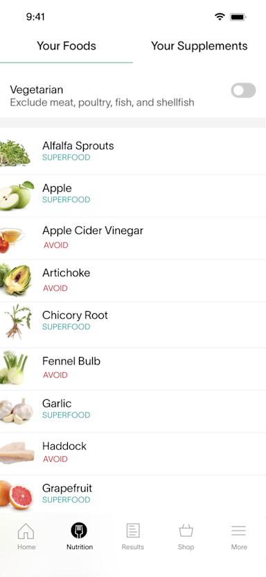 App Screen - Your Foods