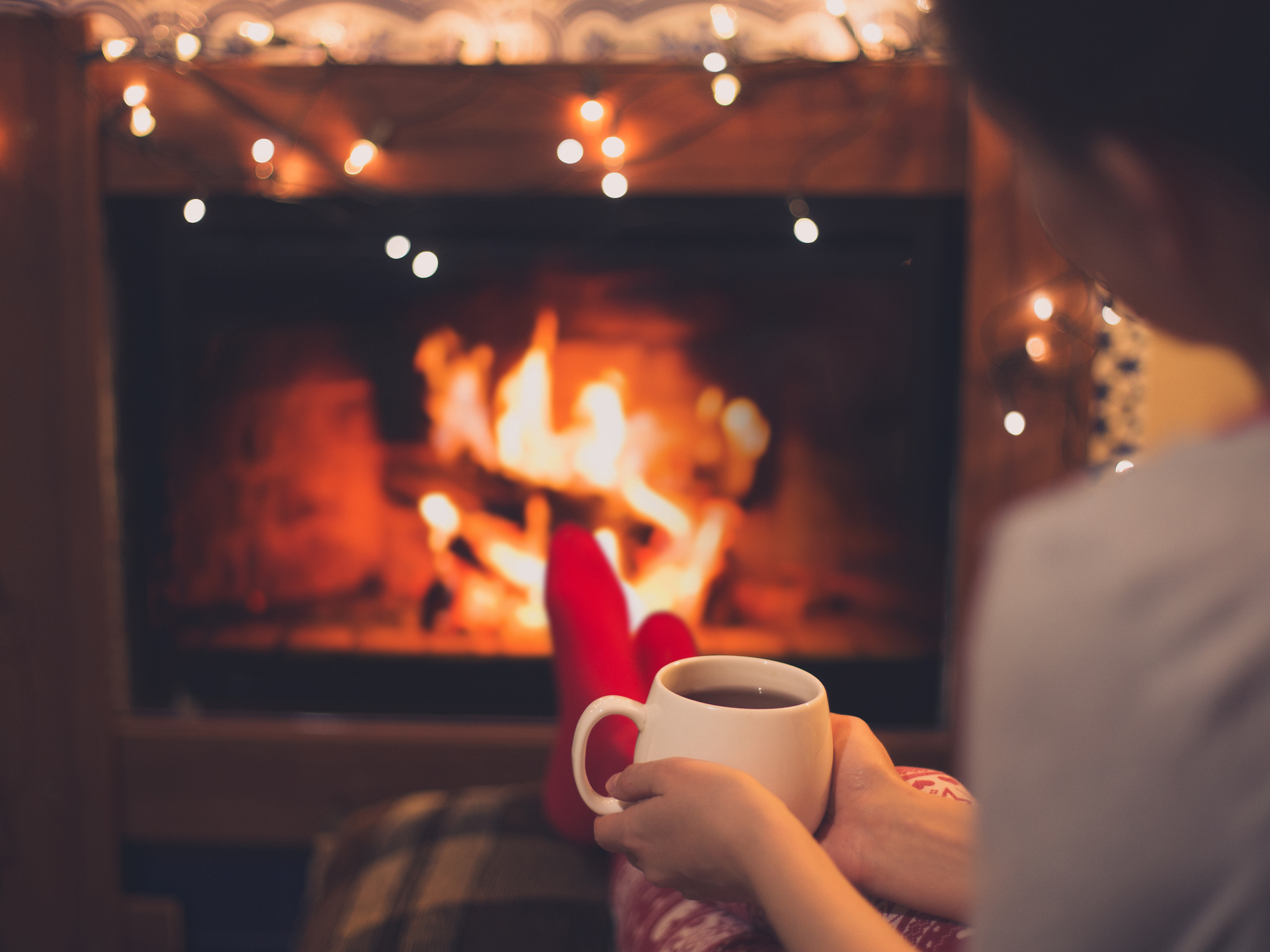 holiday self care fireplace