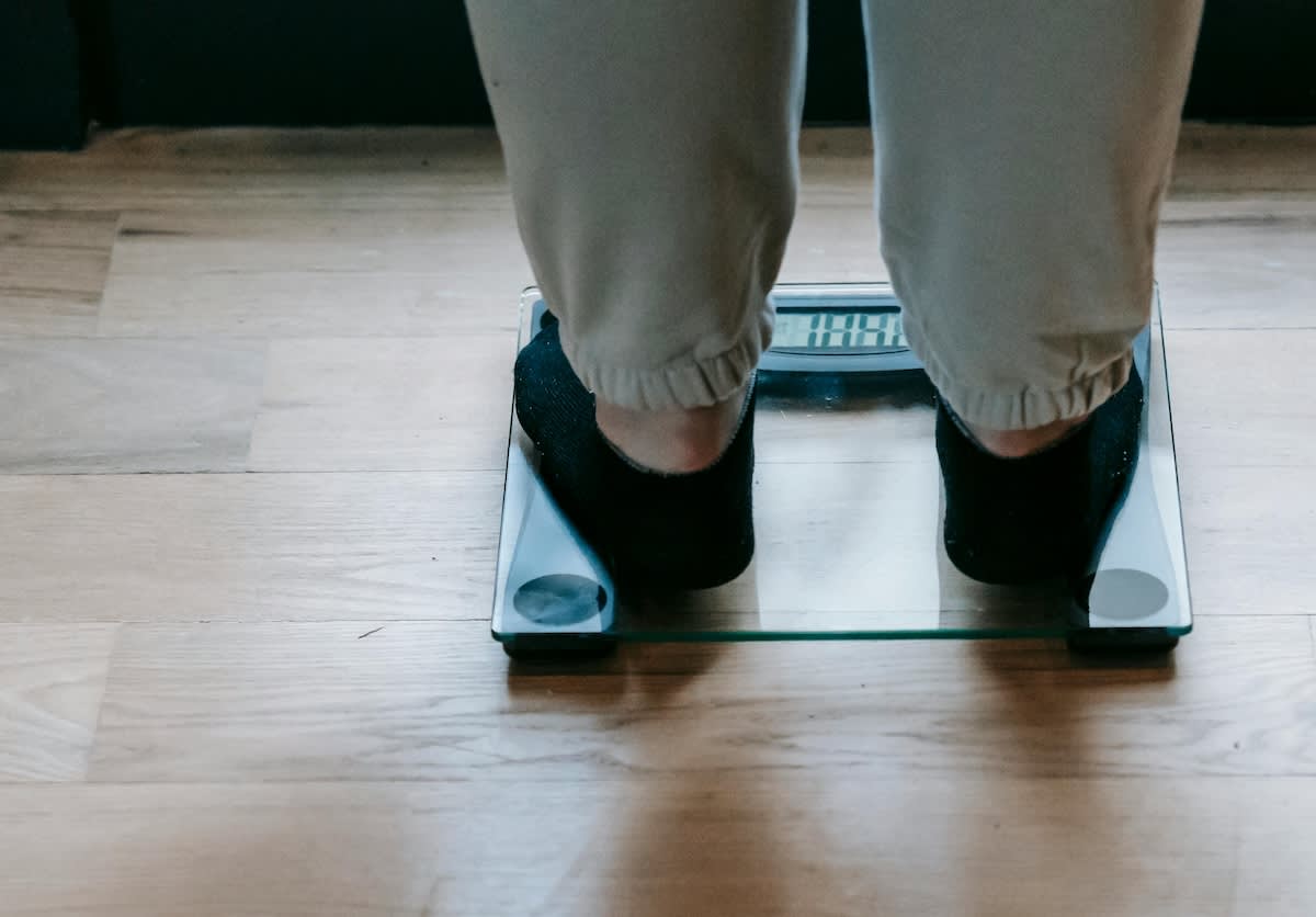 weighing on a scale
