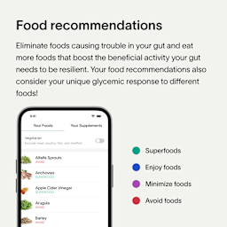 A light green background and black text that describes how eliminating foods causing trouble in the eat, and eating more Viome-recommended beneficial foods rich in good bacteria, can help the gut become more resilient