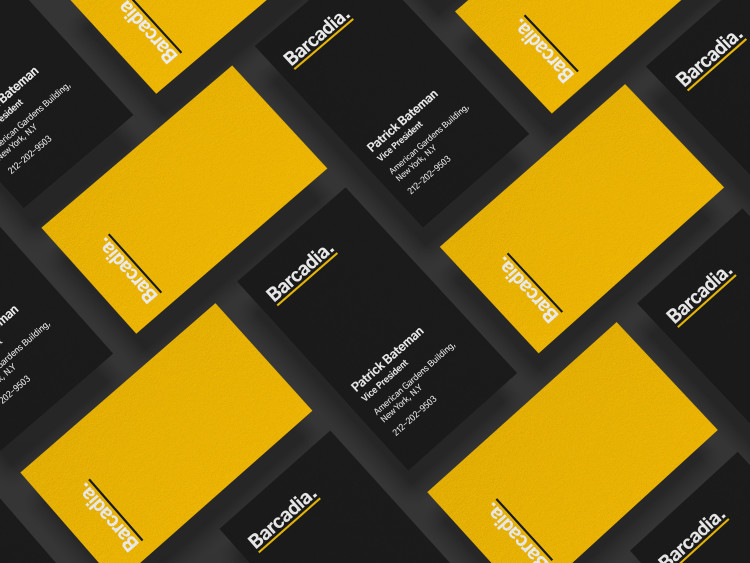 How the Barcadia brand looks when mockup on a business card