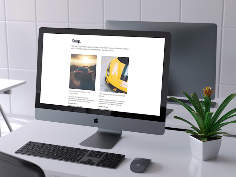 An iMac displaying the Koop website