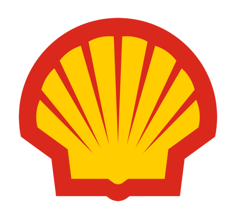 In gold and red, the Shell logo symbol
