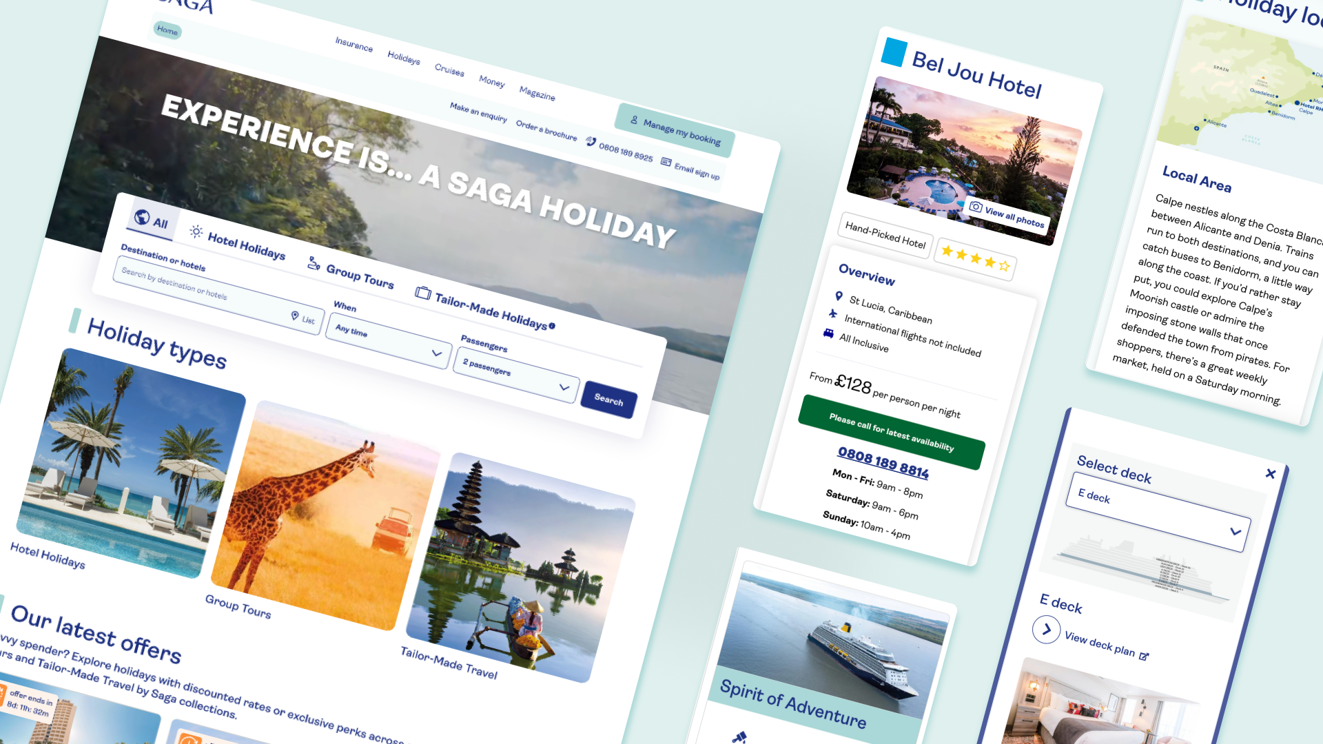 Designs of the Saga Cruises and Saga Holidays websites