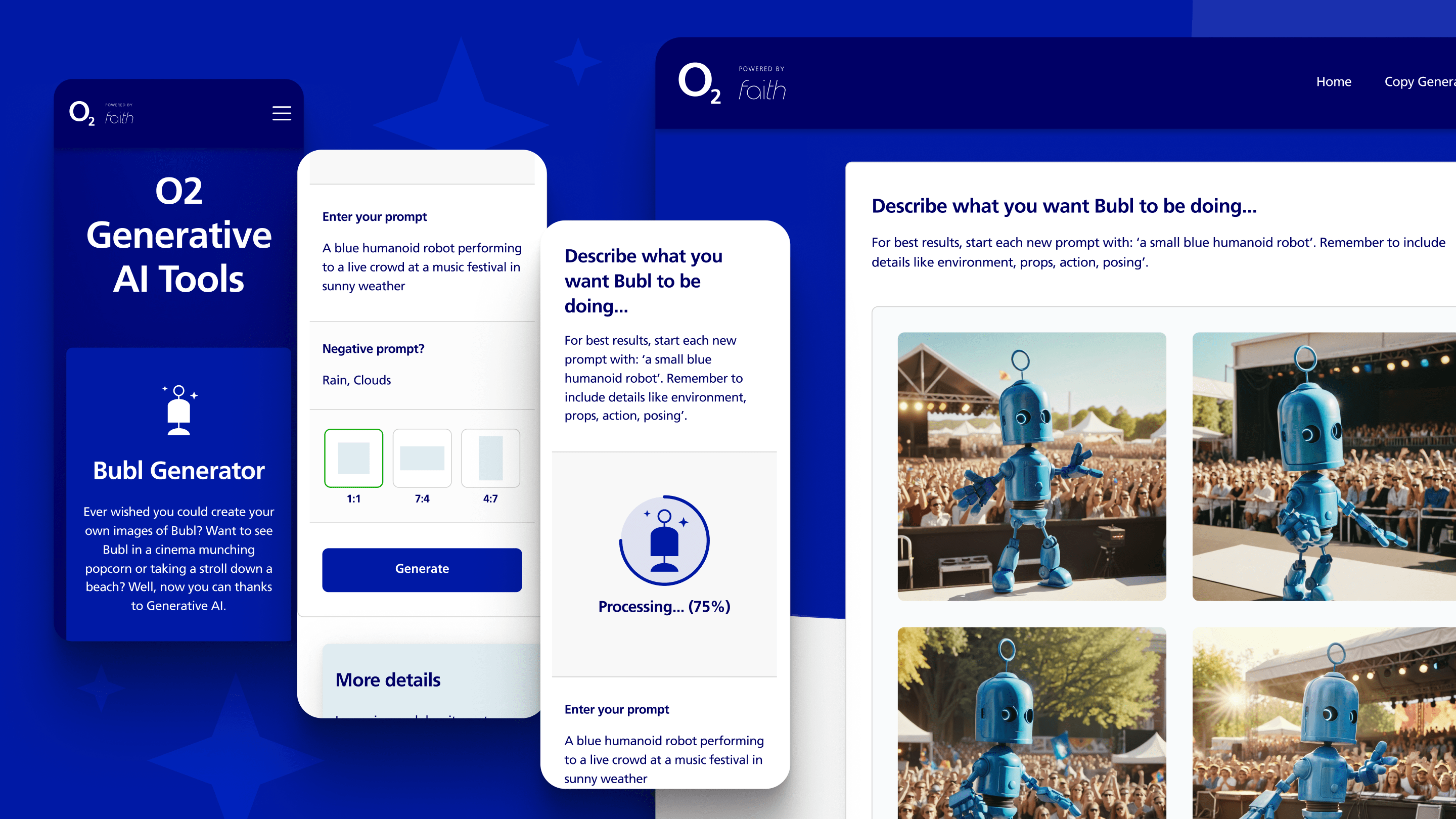 Showcase of Bubl generator UI