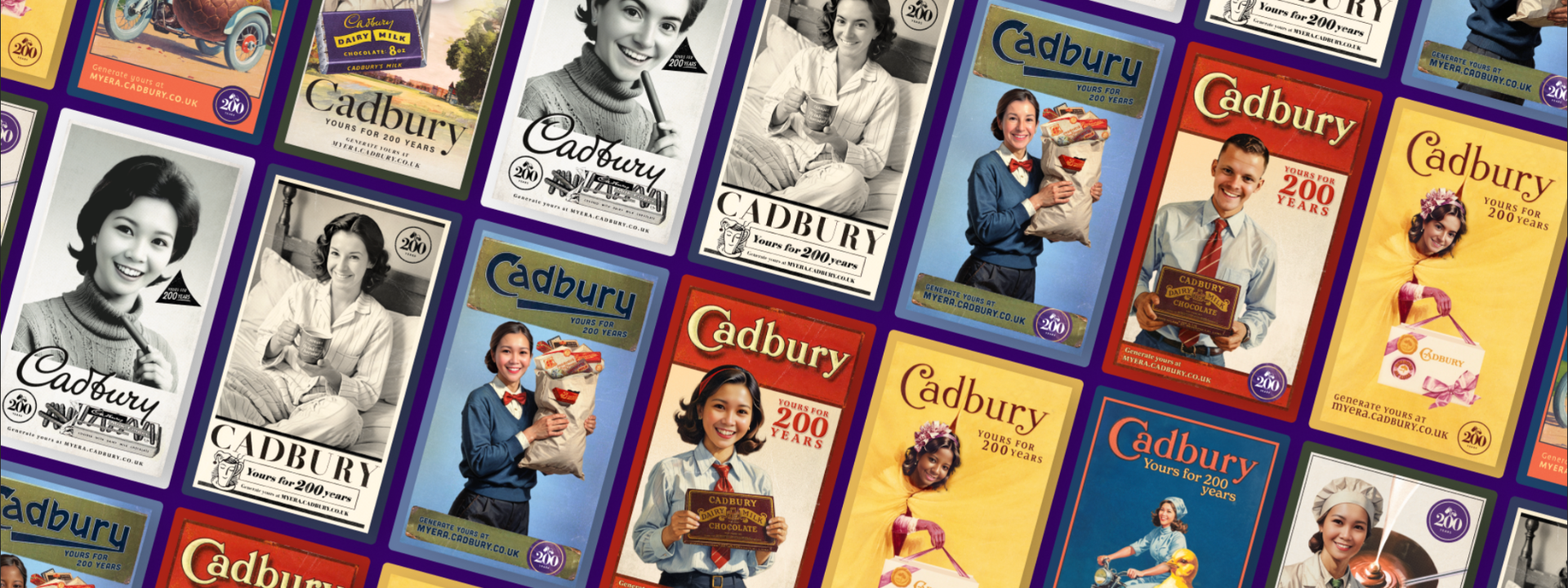 Poster with cadbury historic advertisments