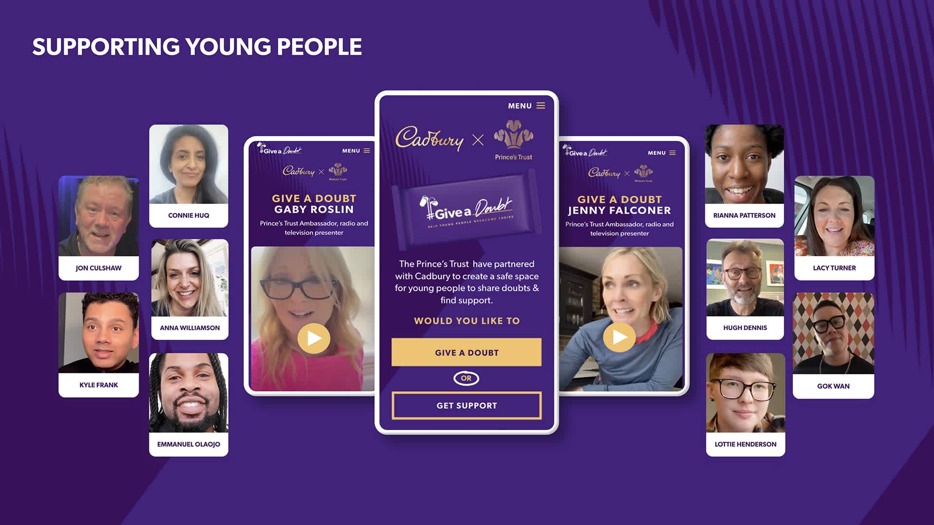 Screenshot of the Cadbury campaign supporting young people #Give a Doubt.