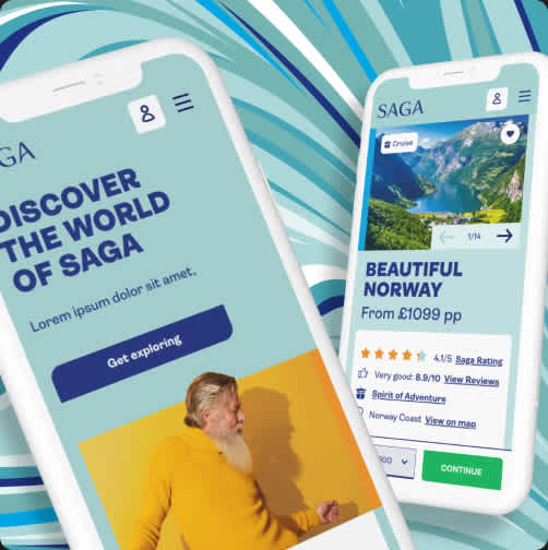 mobile phone showing Saga website