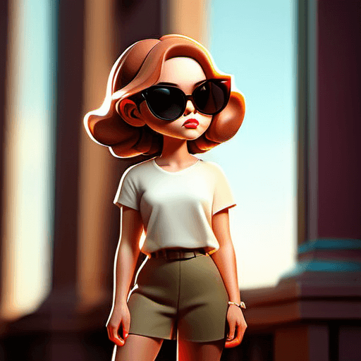 cartoon woman wearing sun glasses