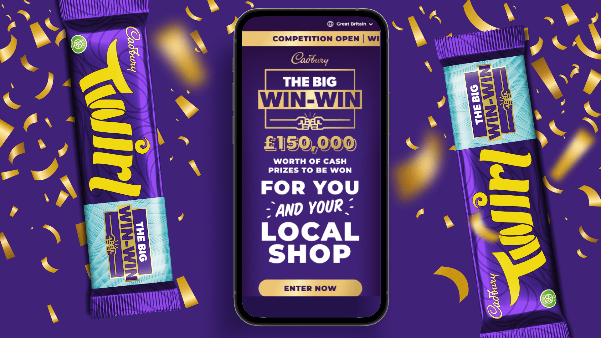 Image of the chocolate bar and the website on mobile