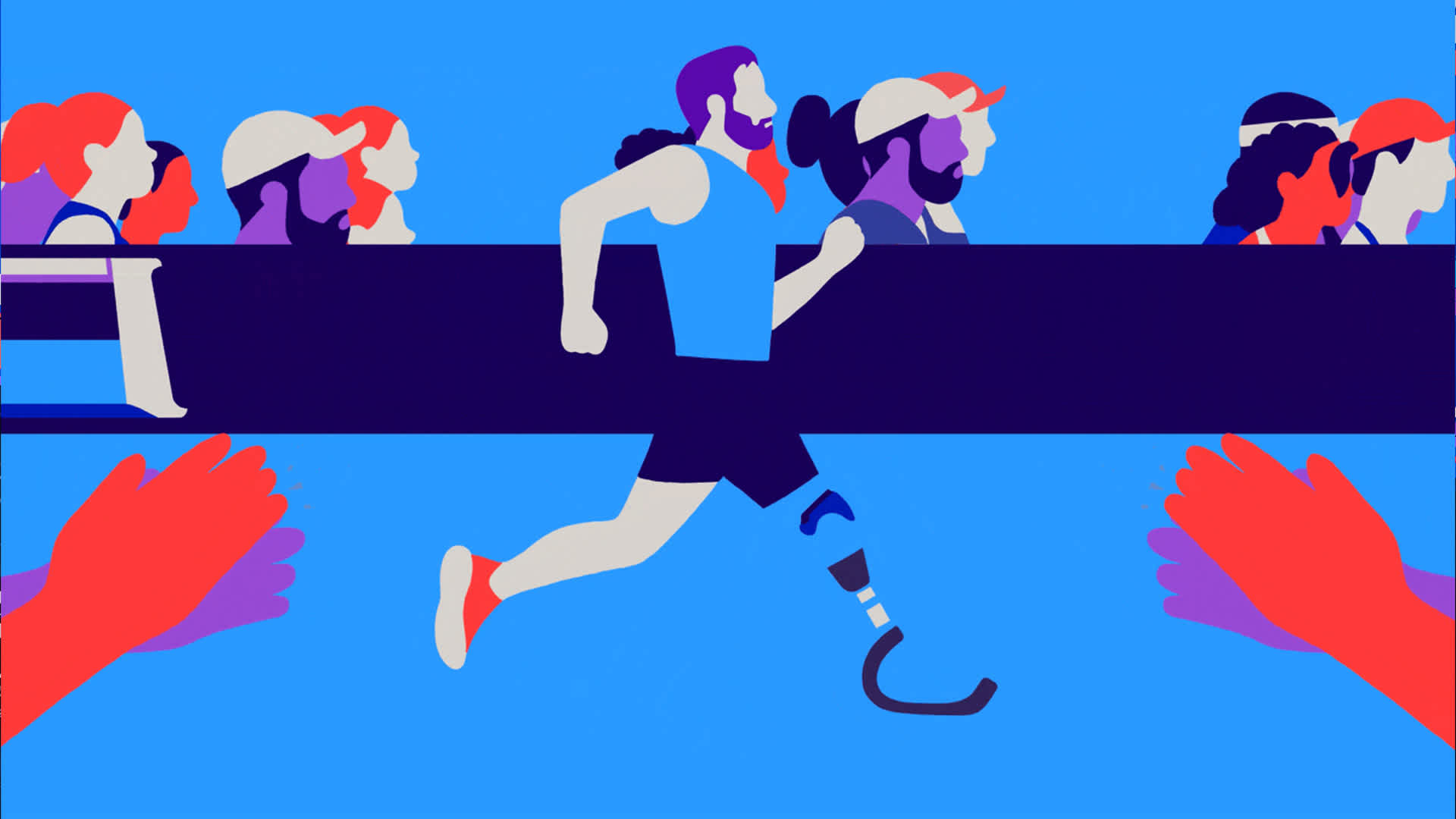 Illustration showing a man with a prosthetic leg running