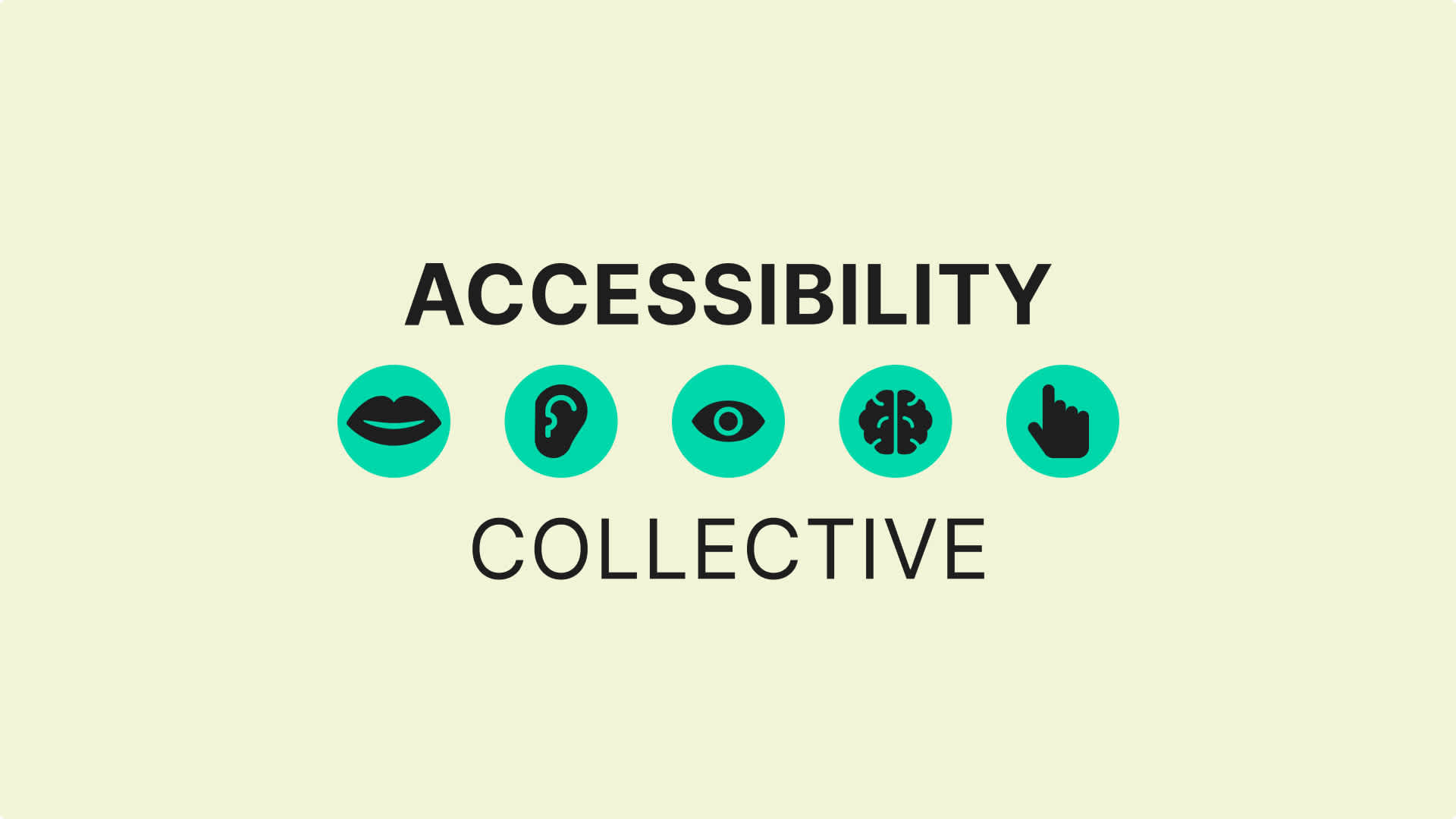 Accessibility icons - mouth, ear, eye, brain and pointing finger