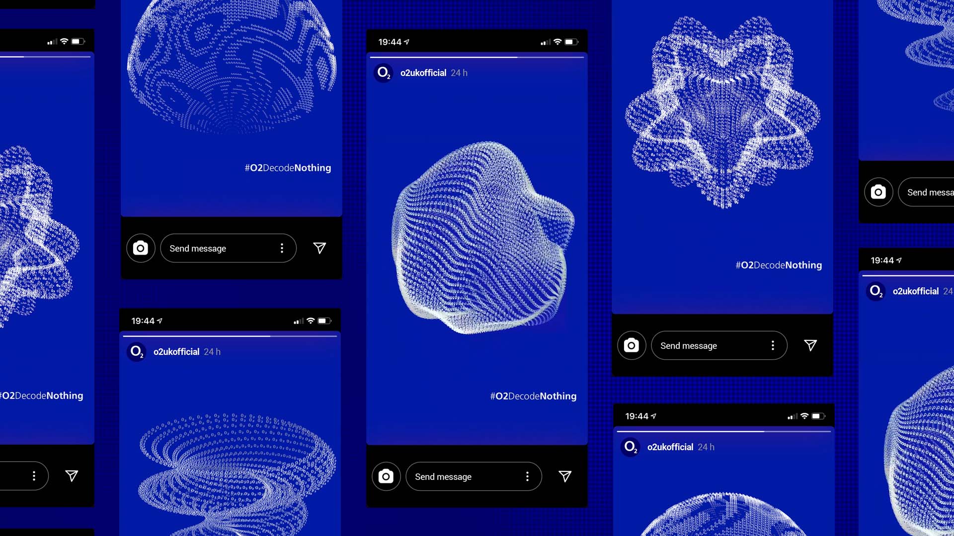 Instagram story with #O2DecodeNothing on it