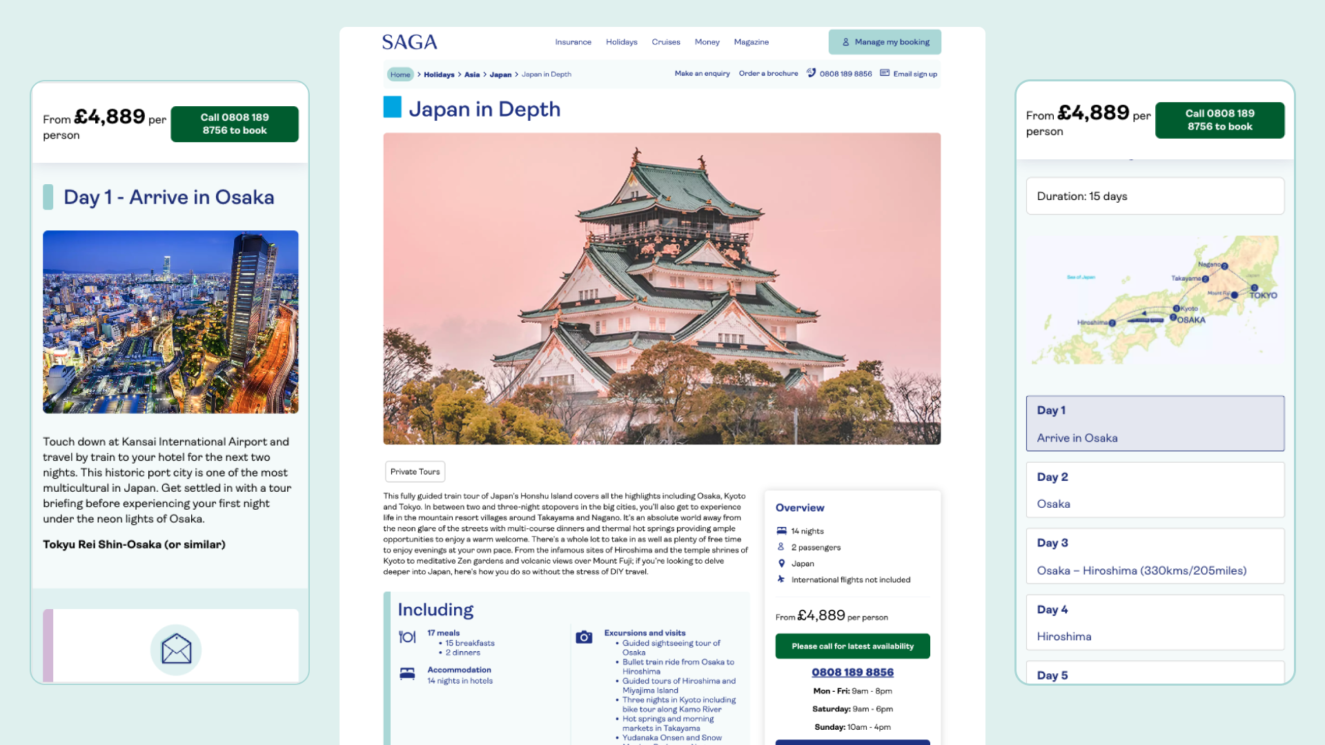 Designs for the Holiday Details page on desktop and mobile