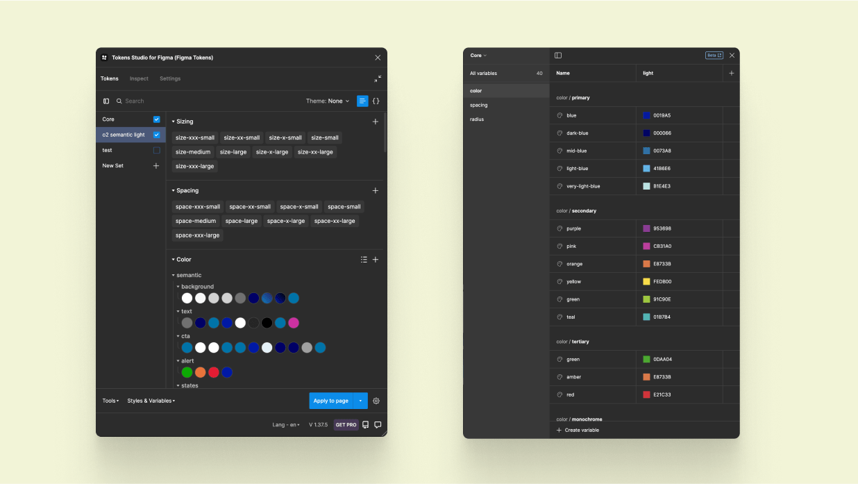 Figma text and colour options